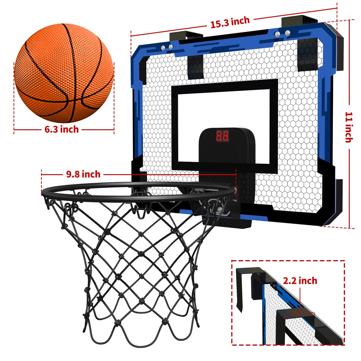 Kids Sports Toys Basketball Balls for Boys Girls 3+ Years - Foldable Wall Hoop